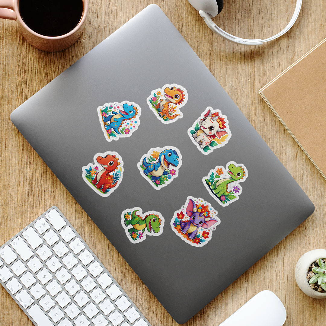 Dinosaur Stickers | Pack of 40 | For Kids Teens | Use on Laptop, Guitar, Mobile Phone & Many More- Waterproof Stickers