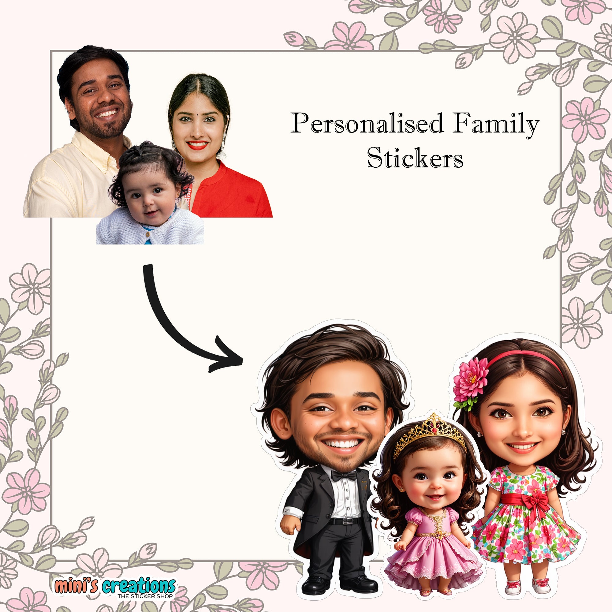 Personalised Family Stickers For Decor, Use on Laptops, Mobiles