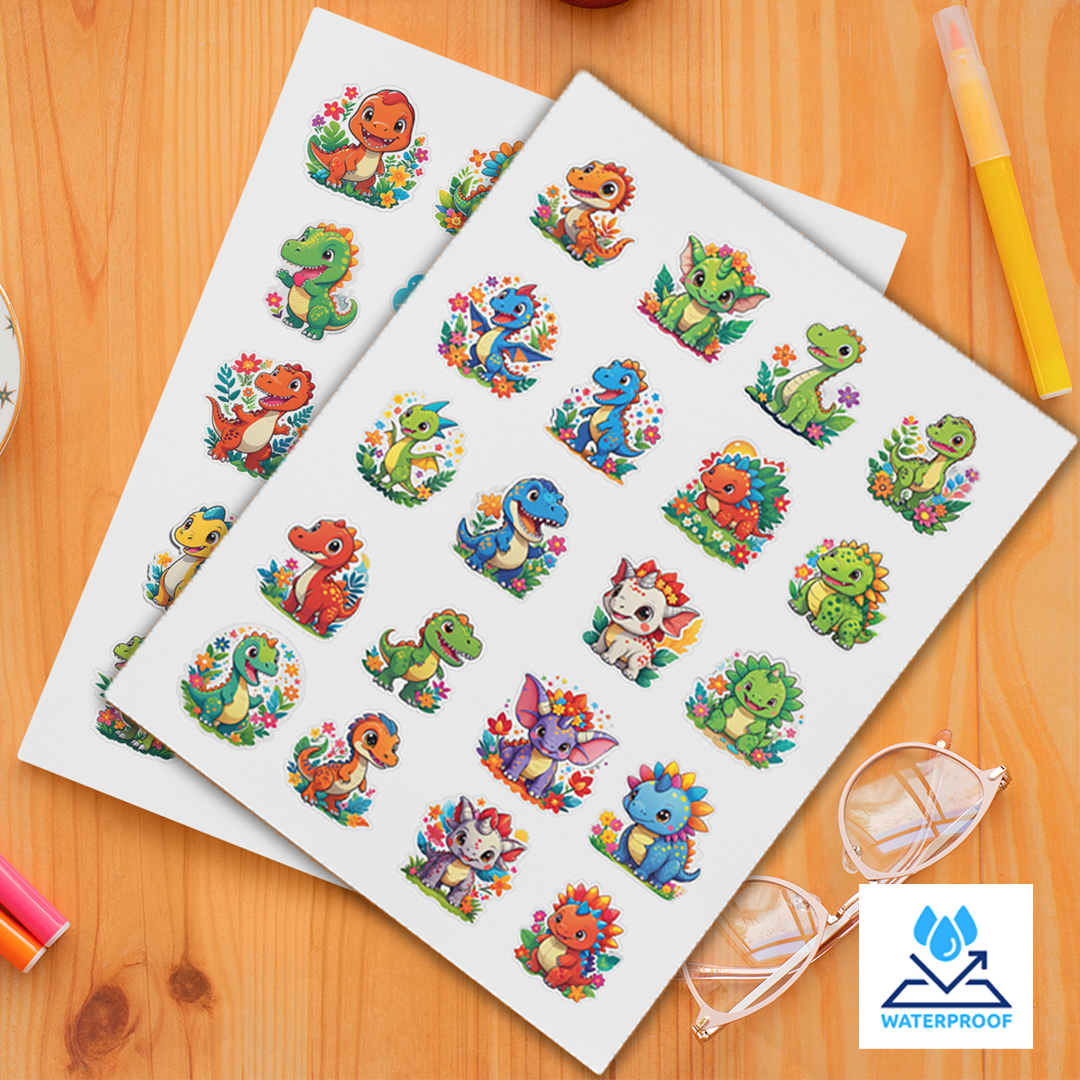 Dinosaur Stickers | Pack of 40 | For Kids Teens | Use on Laptop, Guitar, Mobile Phone & Many More- Waterproof Stickers