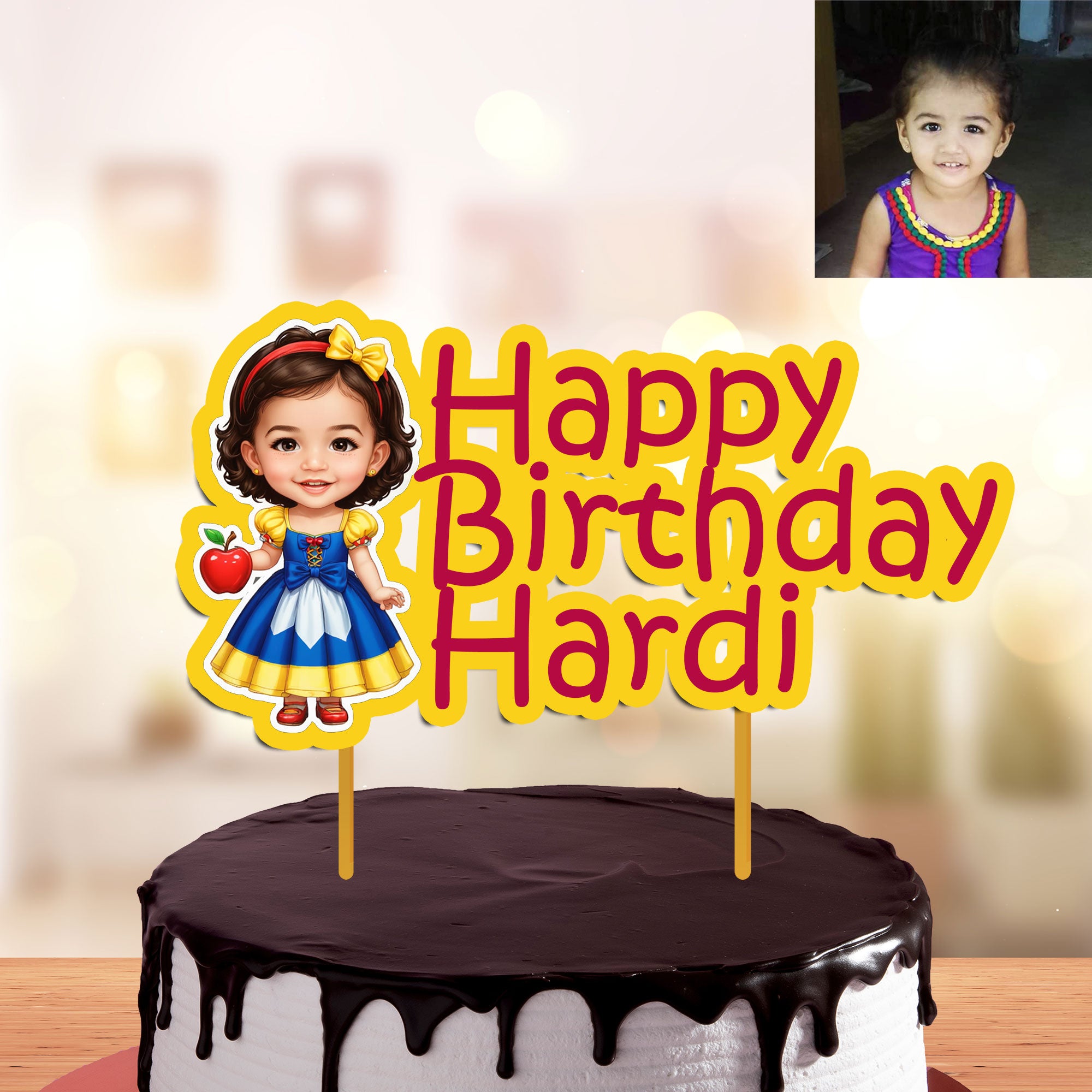 Personalized Face Cake Topper for Birthday – Custom Name Theme Party Decoration for Kids (Pack of 1)