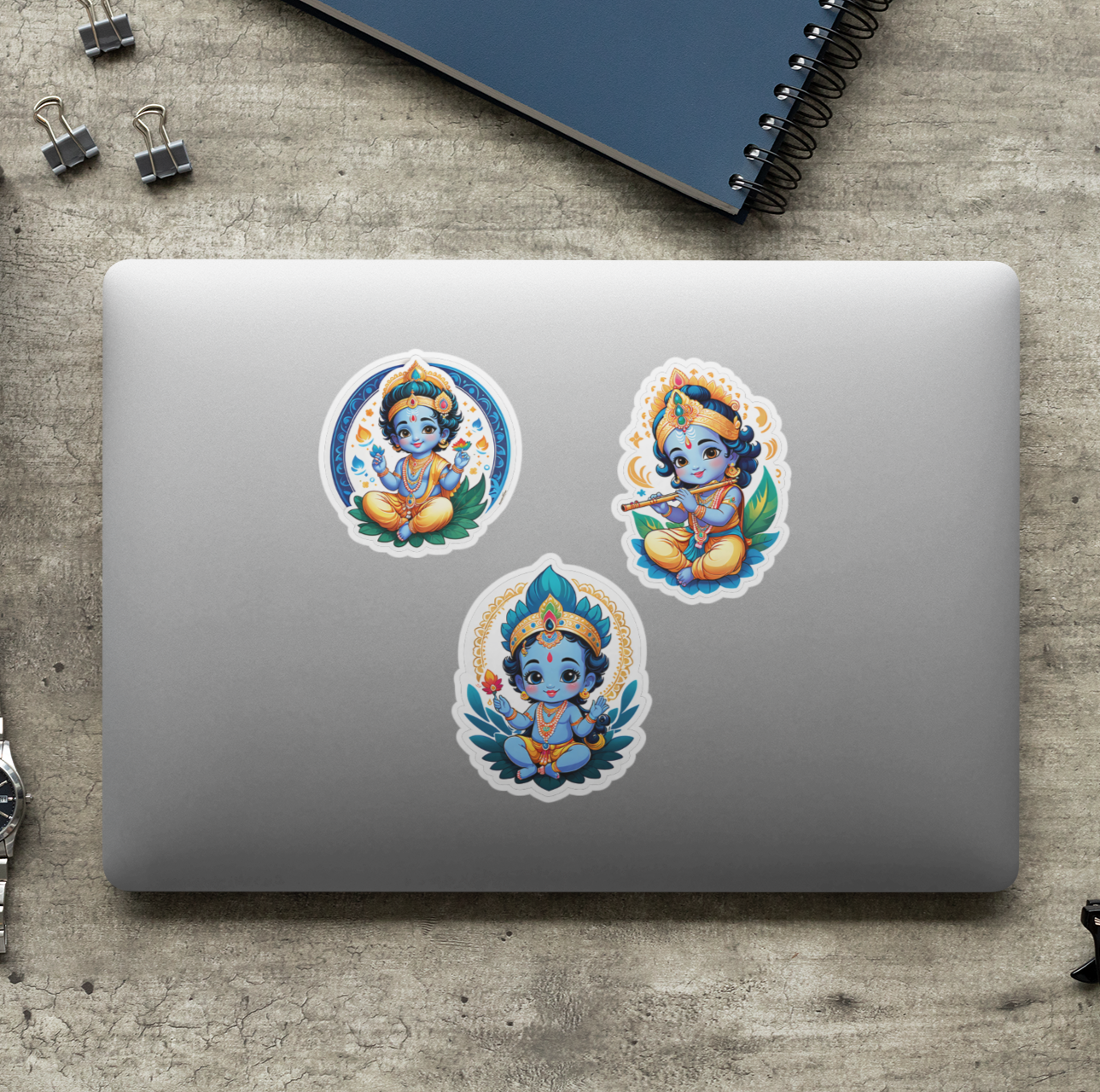 Cute Krishna Stickers – Pack of 50 Waterproof Vinyl Stickers