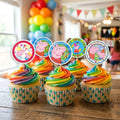 Peppa Pig cupcake toppers on decorated cupcakes