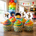 Roblox cupcake toppers on decorated cupcakes