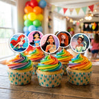 Disney Princess cupcake toppers on decorated cupcakes