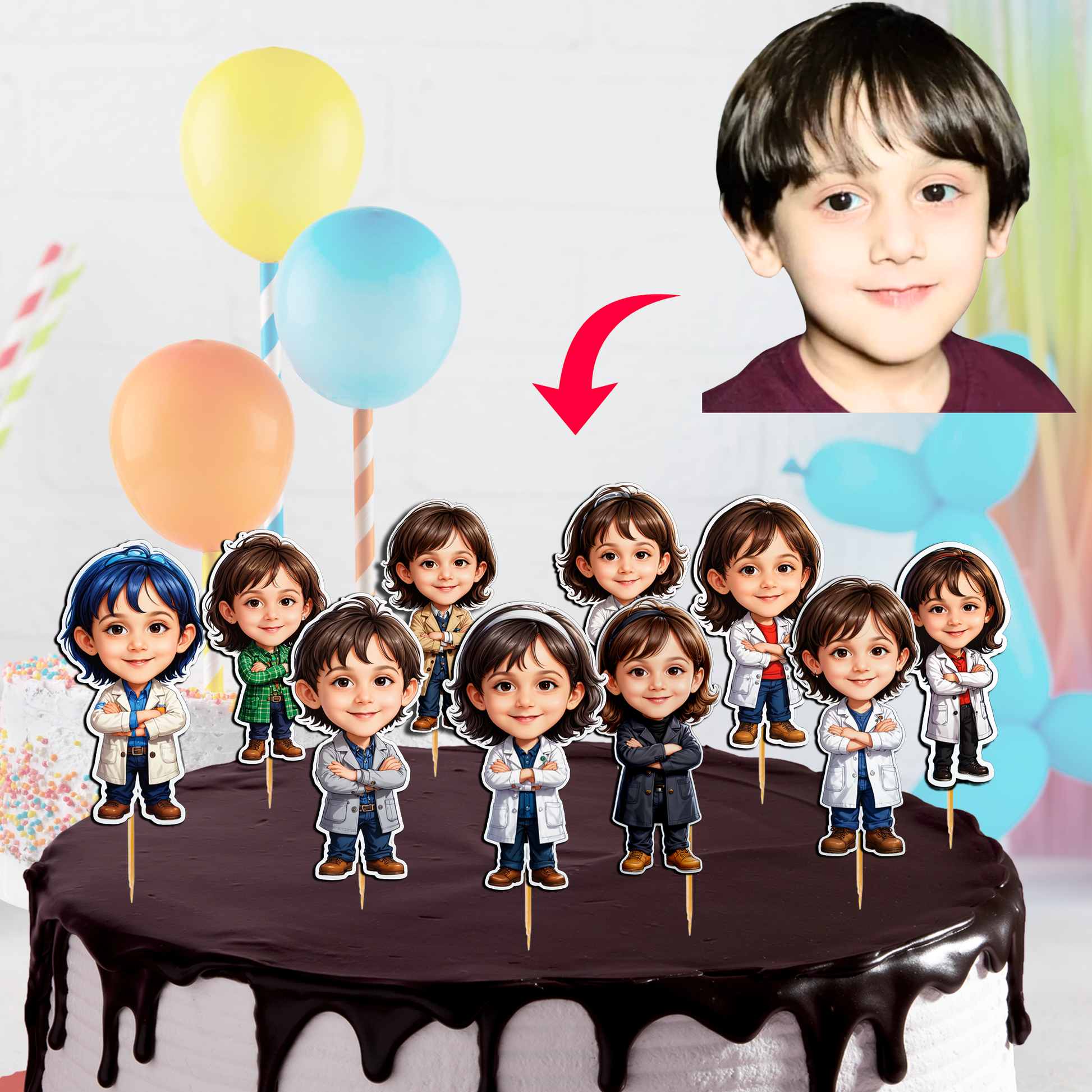 Personalised Cake Toppers For Birthday Celebrations - (Pack of 10)