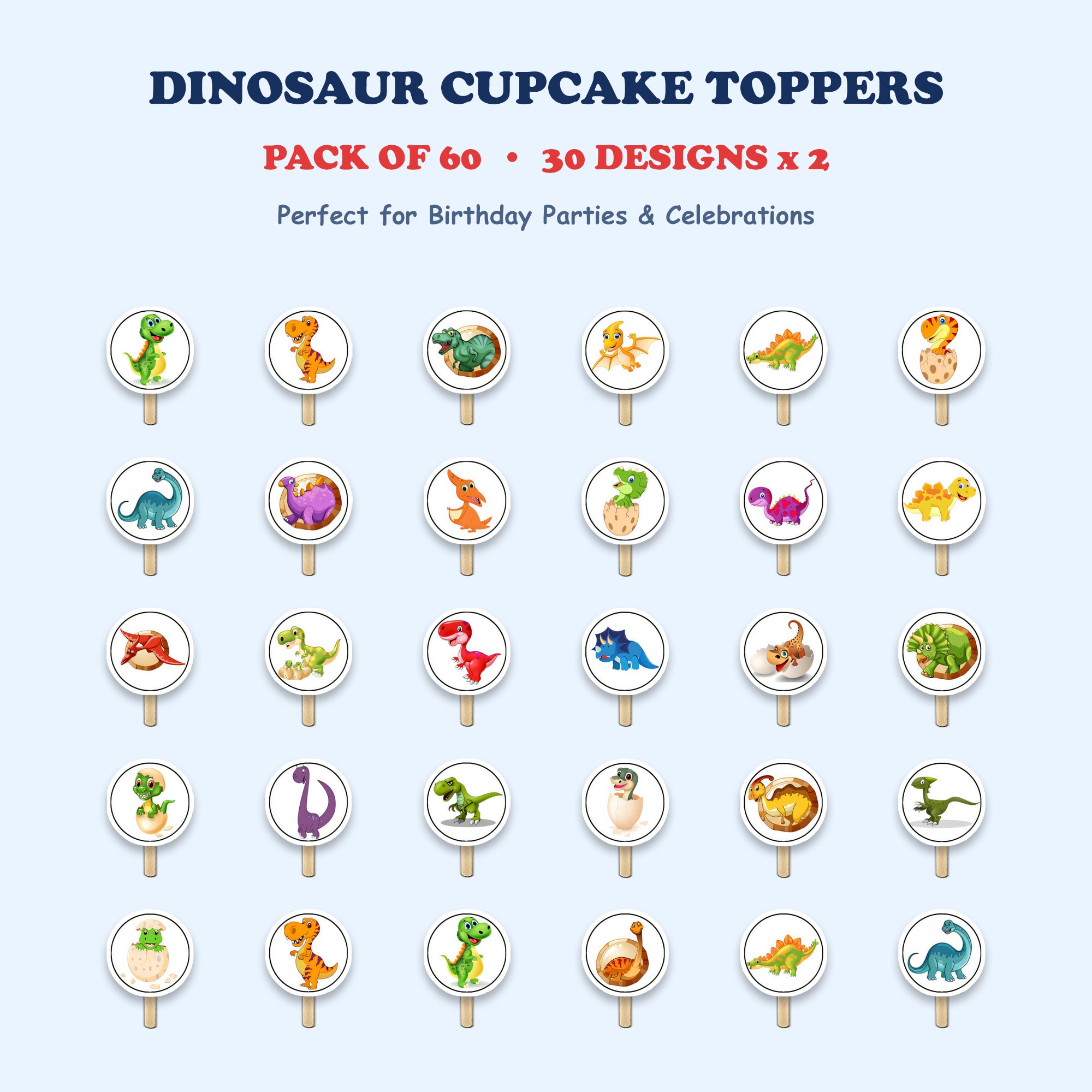 Dinosaur cupcake toppers full design catalog