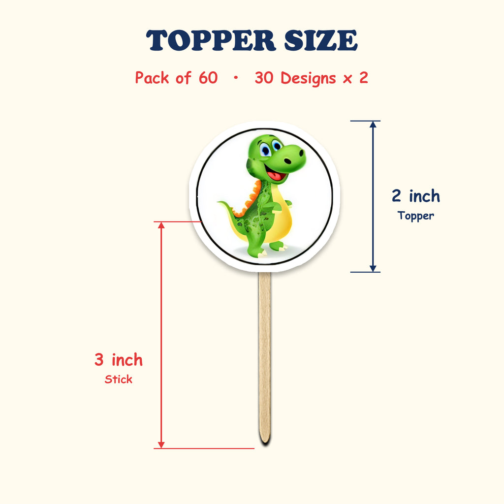 Dinosaur cupcake toppers size chart