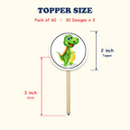 Dinosaur cupcake toppers size chart