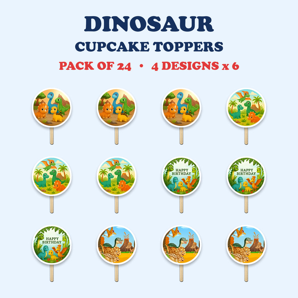 Dinosaur Theme cupcake toppers full design catalog