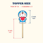 Doraemon Theme cupcake toppers size chart