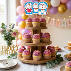 Doraemon Theme cupcake toppers party table scene
