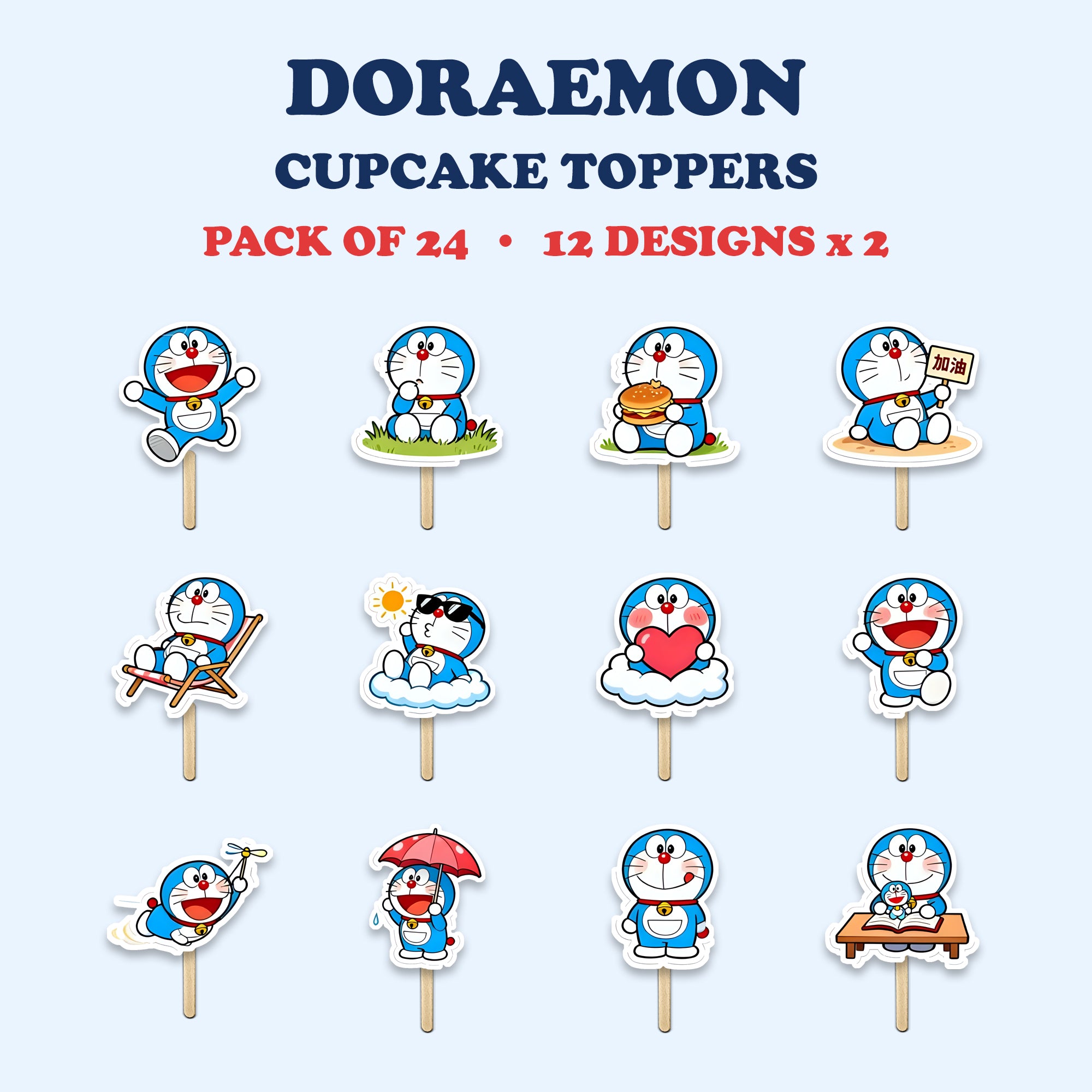 Doraemon cupcake toppers full design catalog