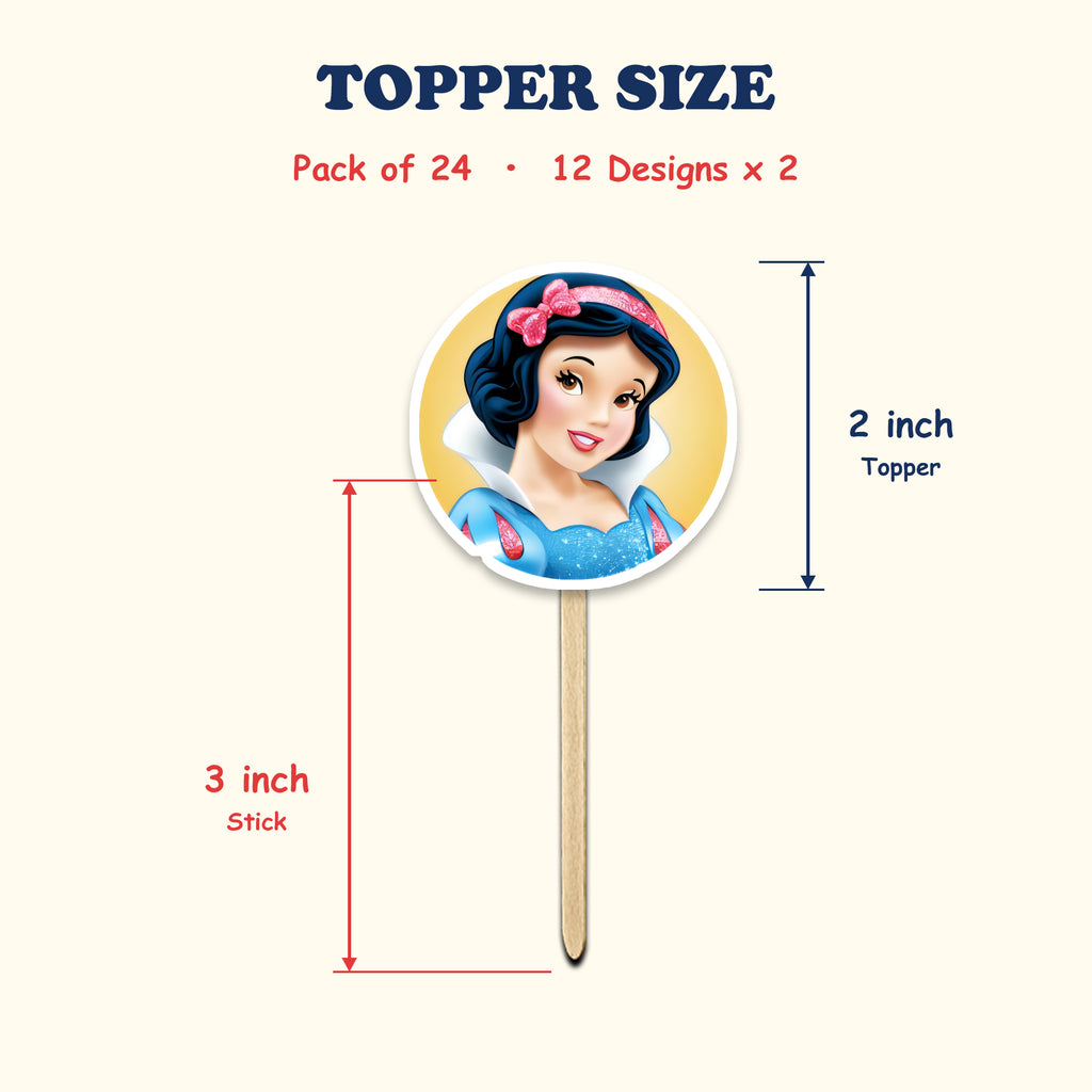 Disney Princess cupcake toppers size chart