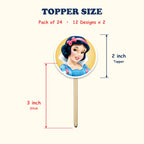 Disney Princess cupcake toppers size chart