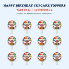 Happy Birthday cupcake toppers full design catalog