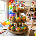 Happy Birthday cupcake toppers party table scene