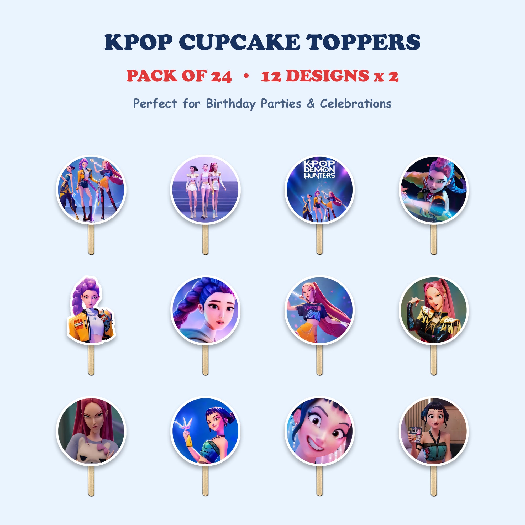 Kpop Demon Hunters cupcake toppers full design catalog