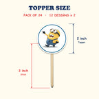Minions Theme cupcake toppers size chart