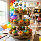 Minions Theme cupcake toppers party table scene