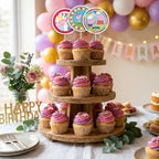 Peppa Pig cupcake toppers party table scene