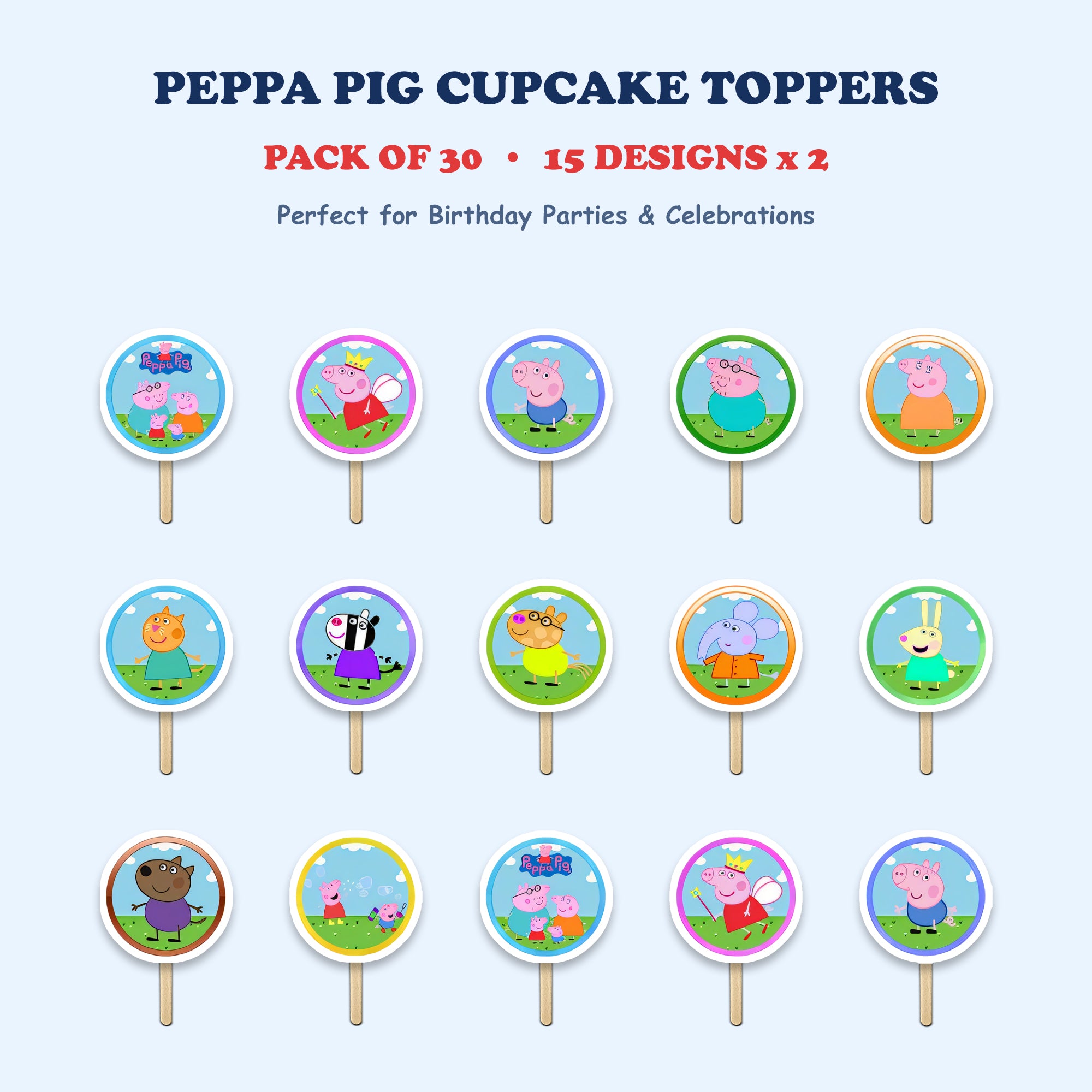 Peppa Pig cupcake toppers full design catalog
