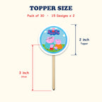 Peppa Pig cupcake toppers size chart