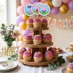 Peppa Pig cupcake toppers party table scene