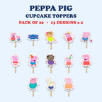 Peppa Pig Theme cupcake toppers full design catalog