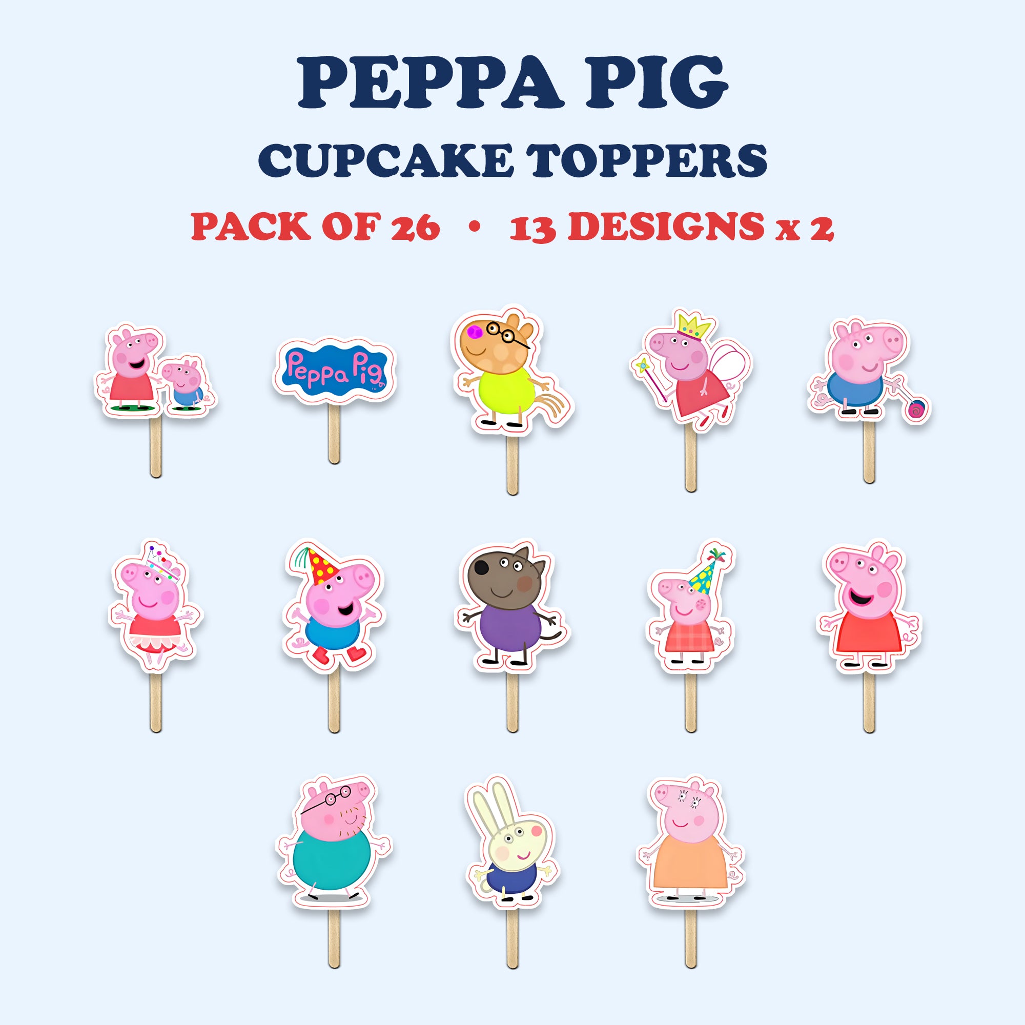 Peppa Pig Theme cupcake toppers full design catalog