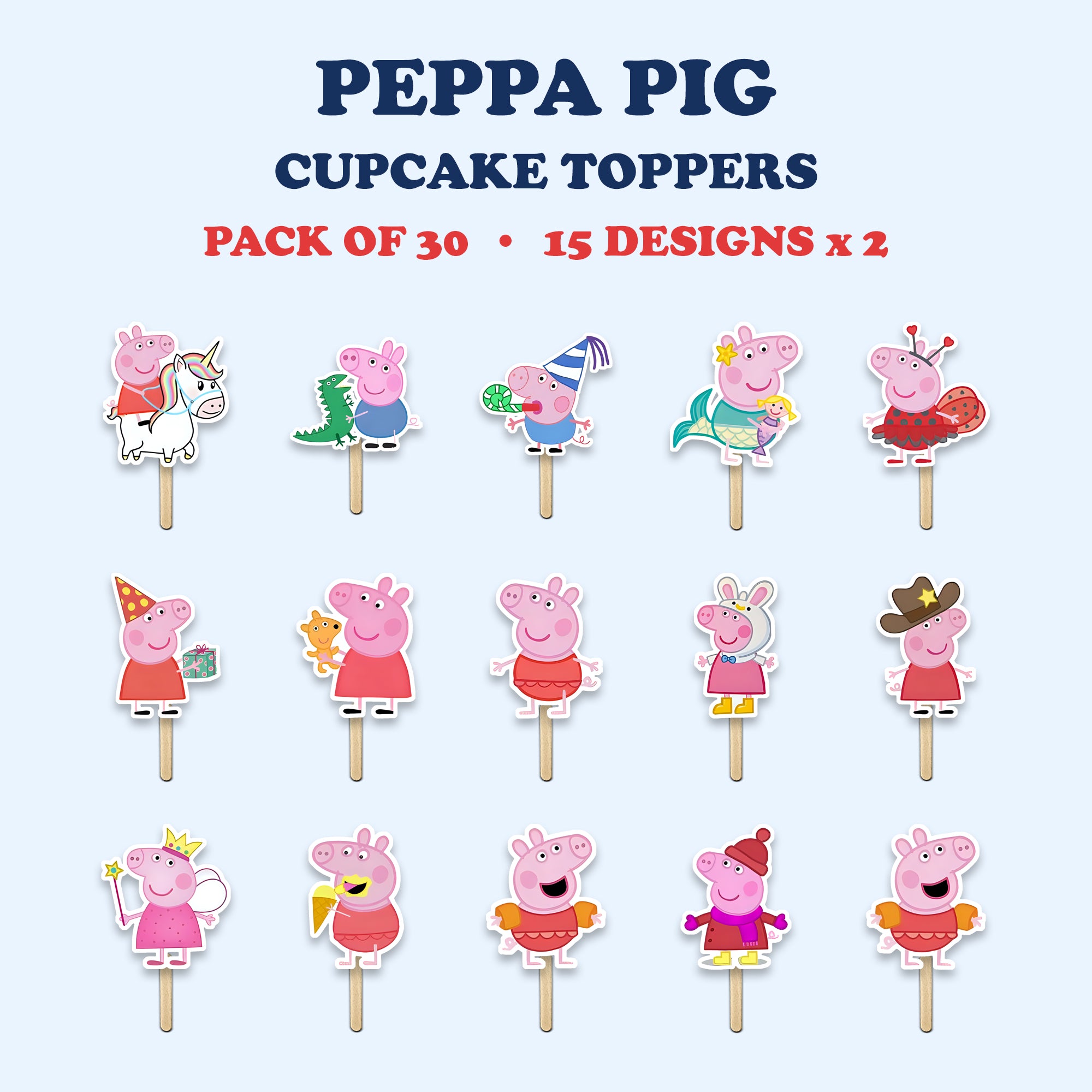 Peppa Pig cupcake toppers full design catalog