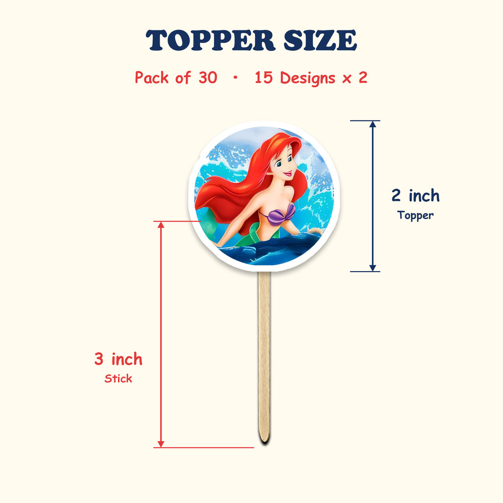 Disney Princess cupcake toppers size chart