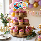 Disney Princess cupcake toppers party table scene