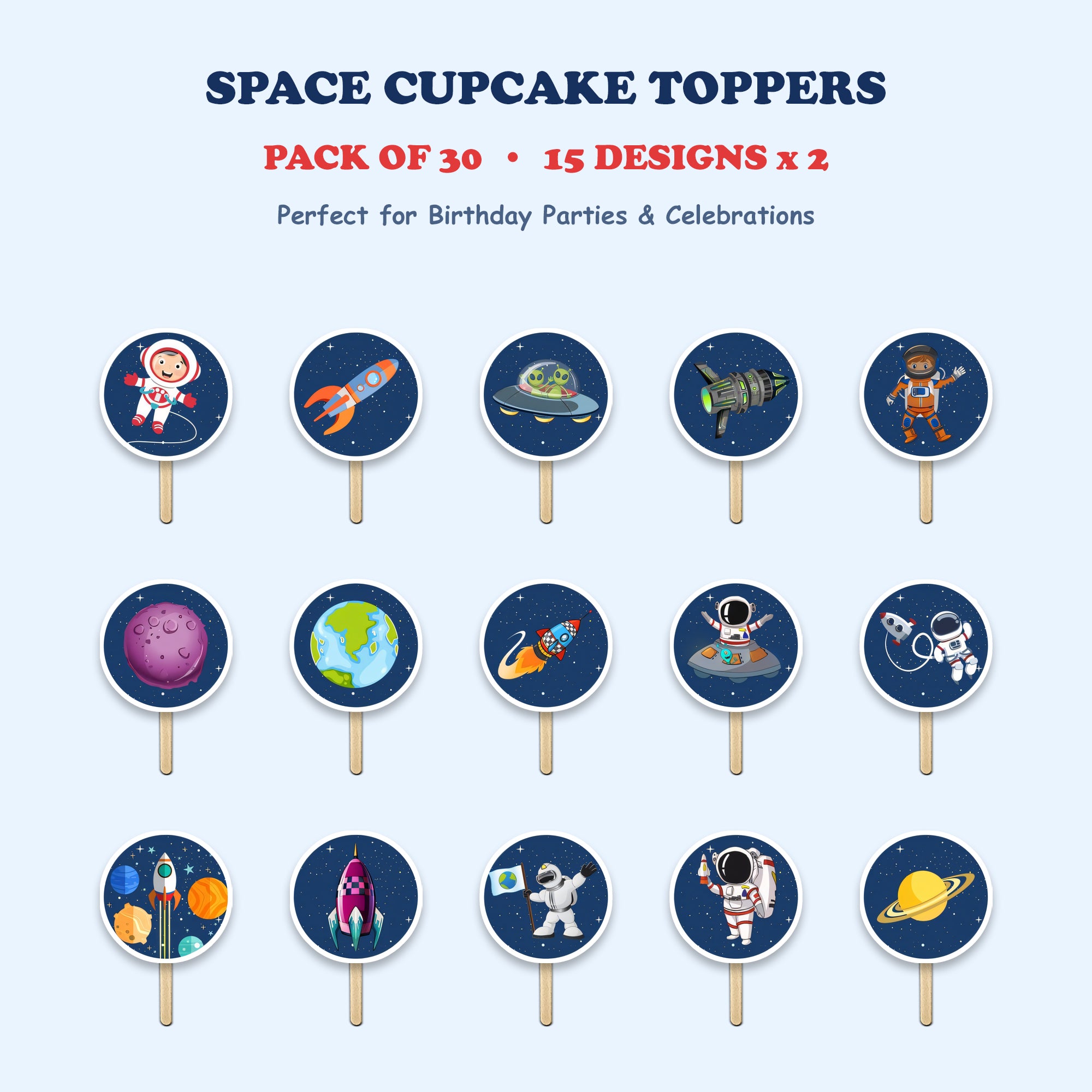 Space Astronaut cupcake toppers full design catalog