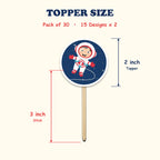 Space Astronaut cupcake toppers size chart