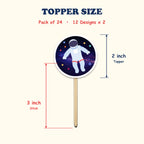 Space Galaxy cupcake toppers size chart