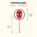Spiderman cupcake toppers size chart