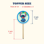 Stitch Theme cupcake toppers size chart
