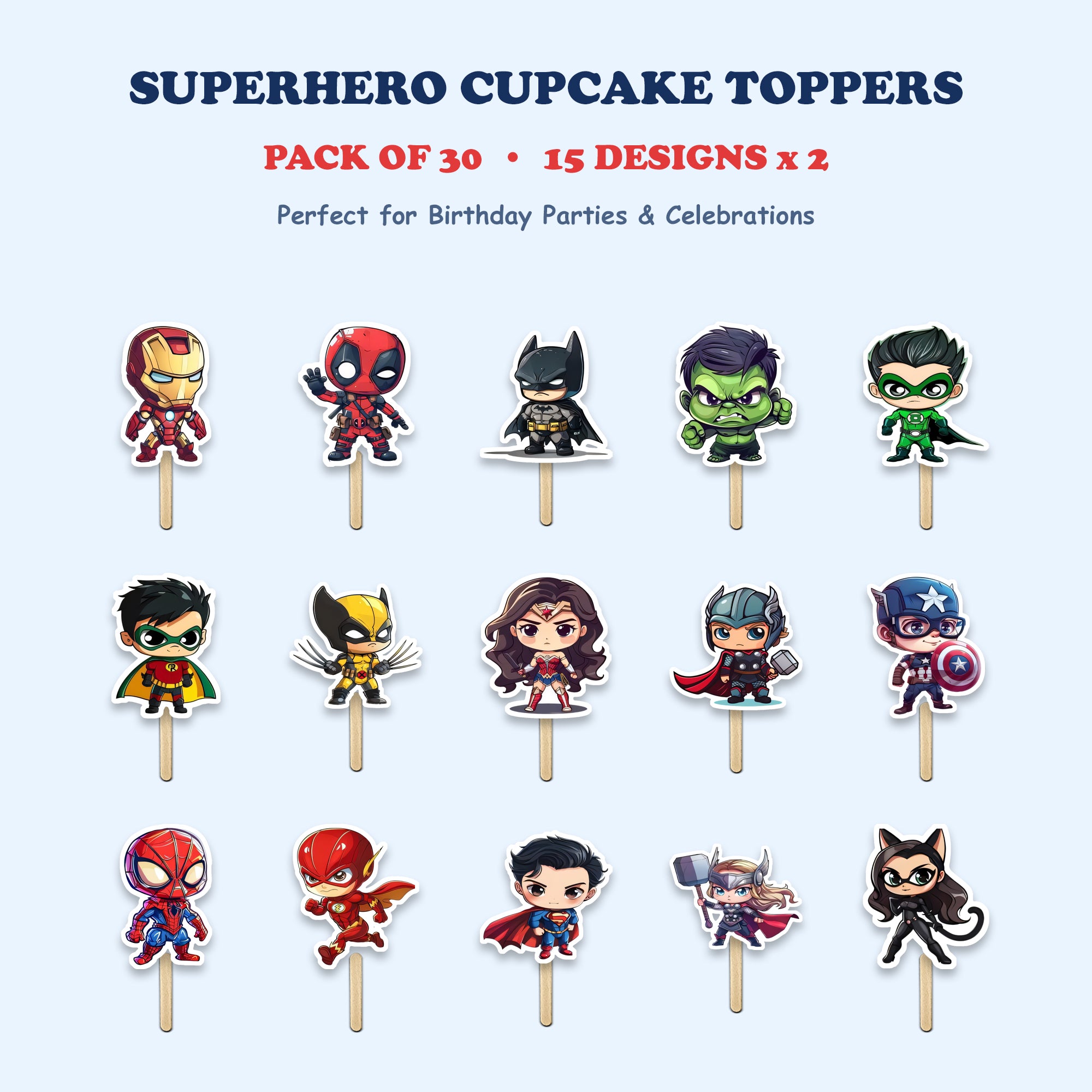 Superhero cupcake toppers full design catalog