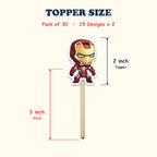 Superhero cupcake toppers size chart