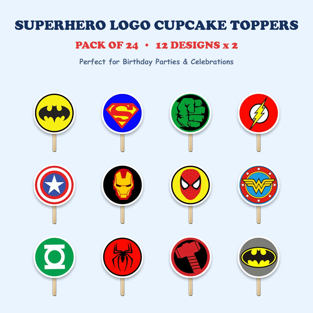 Superhero Logo cupcake toppers full design catalog