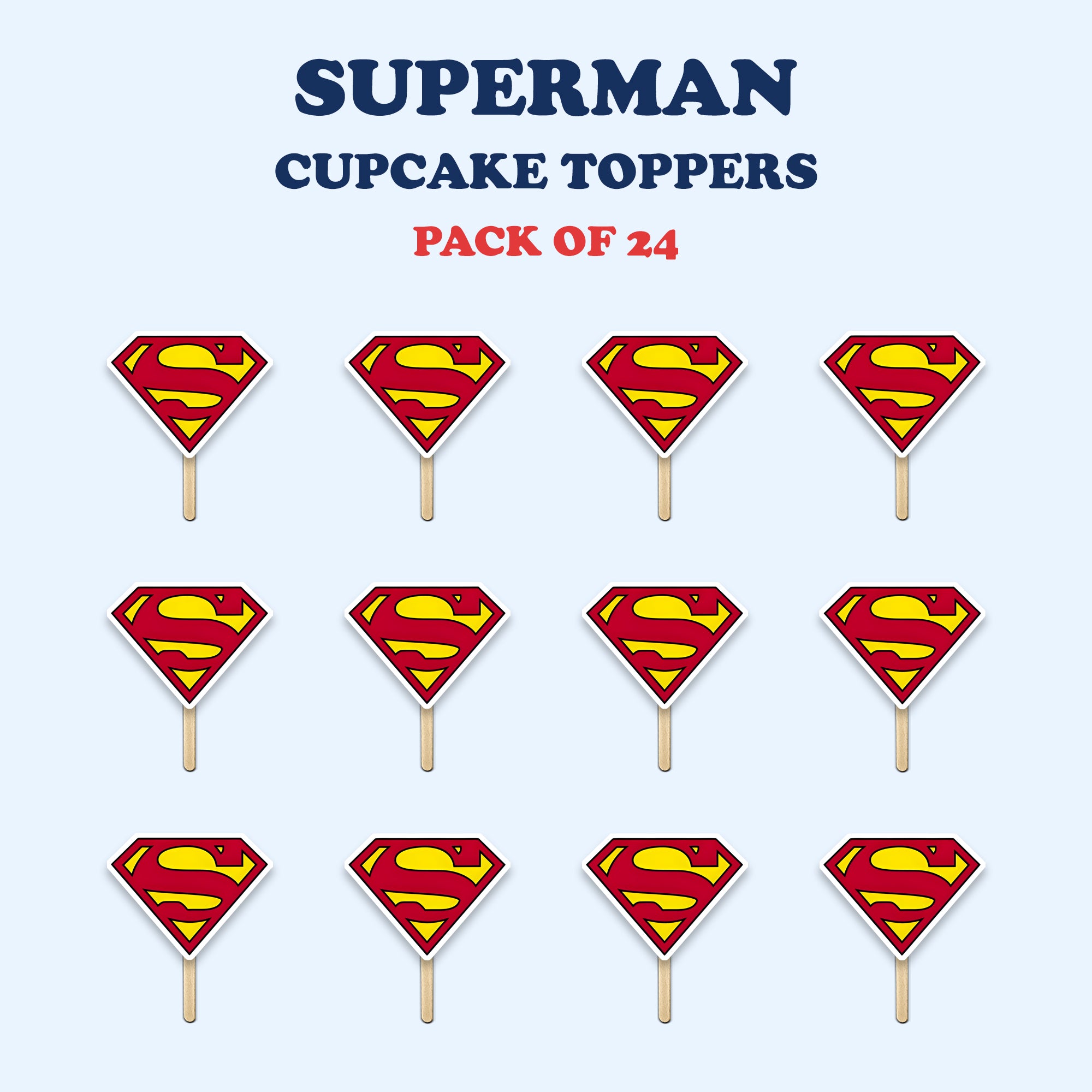 Superman Logo Theme cupcake toppers full design catalog