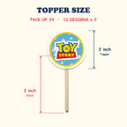 Toy Story Theme cupcake toppers size chart