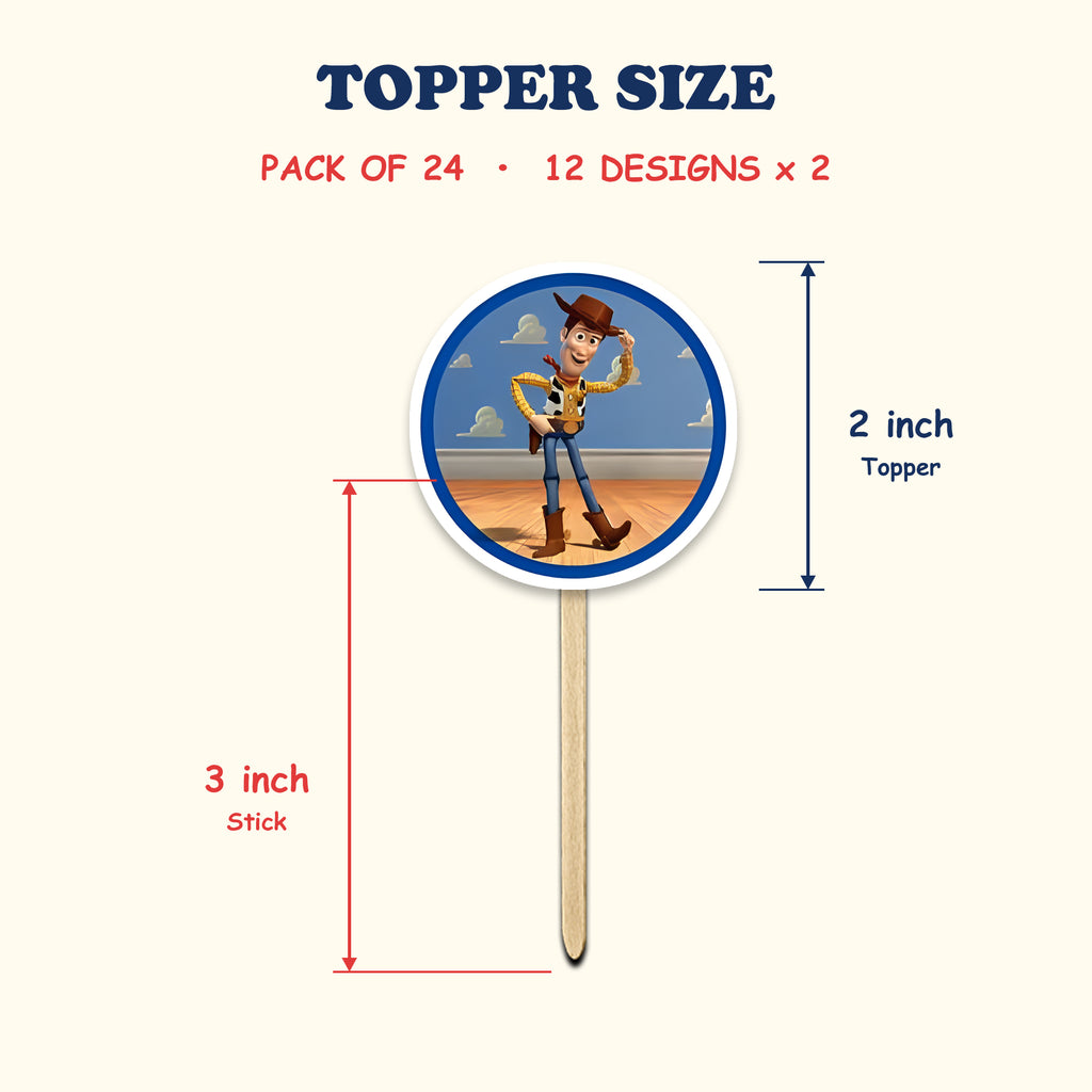 Toy Story Characters cupcake toppers size chart