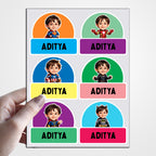 Personalized Name Stickers with Avatar – Pack of 4 Sticker Sheets (5x8 inch)