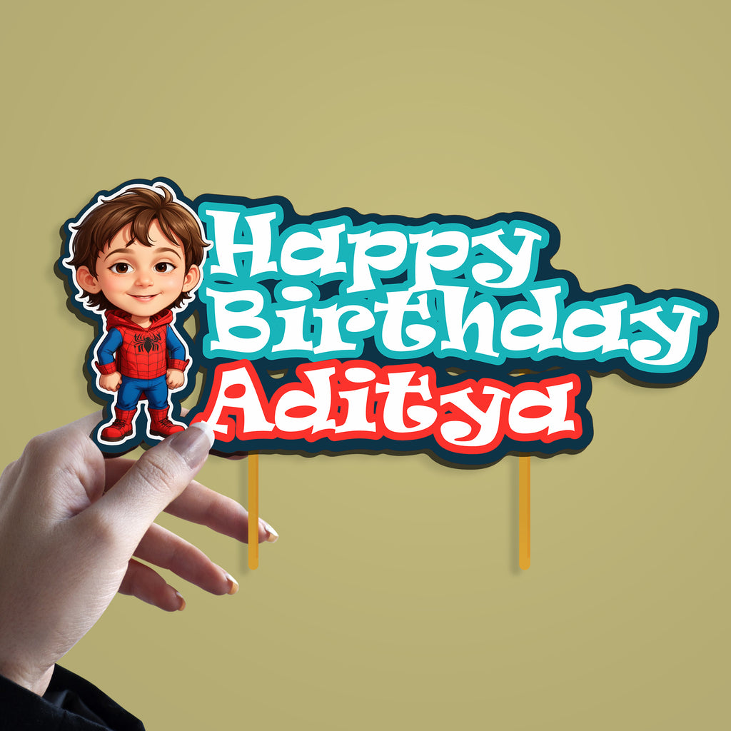 Personalized Face Cake Topper for Birthday – Custom Name Theme Party Decoration for Kids (Pack of 1)
