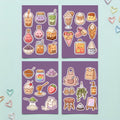 Kawaii Bubble Tea Boba Sticker Pack – 4x6 inch Cute Sticker Sheets (Pack of 4) | For Journals, Notebooks, Gift Wraps, Scrapbooks & More