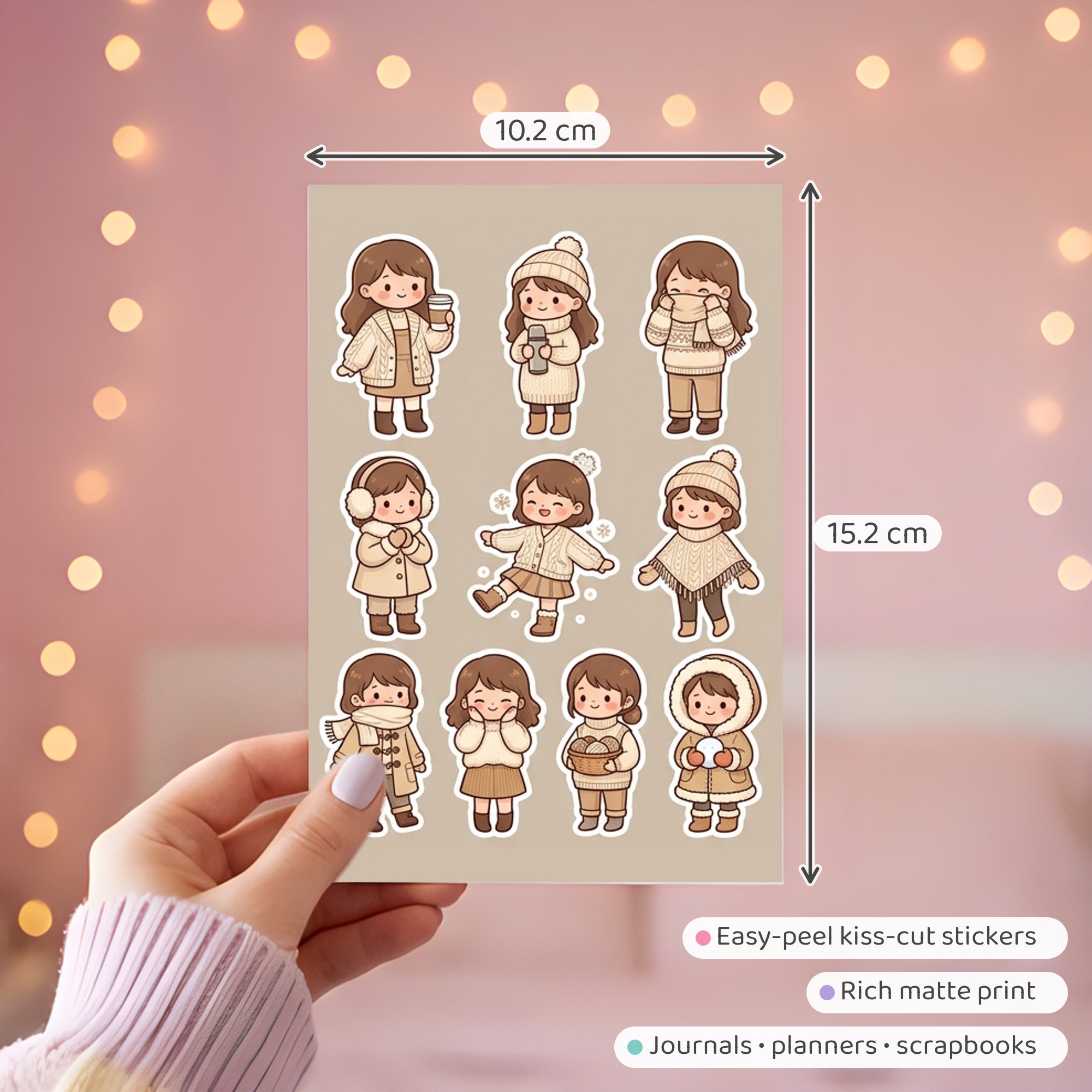 Kawaii Chibi Cafe Girl Stickers – 4x6 inch Aesthetic Sticker Sheets (Pack of 4) | Cute Cafe Outfit Girls for Journals, Planners & DIY Gifts