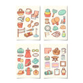 Kawaii Seaside Holiday Stickers – 4x6 inch Cute Sticker Sheets (Pack of 4) | Deck Chair & Bucket for Journals, DIY Crafts, Diaries, Planners & More