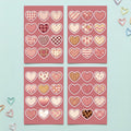 Kawaii Patterned Heart Stickers – 4x6 inch Cute Sticker Sheets (Pack of 4) | For Journals, Notebooks, Kids Crafts, Scrapbooks & More
