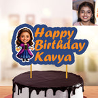 Personalized Face Cake Topper for Birthday – Custom Name Theme Party Decoration for Kids (Pack of 1)